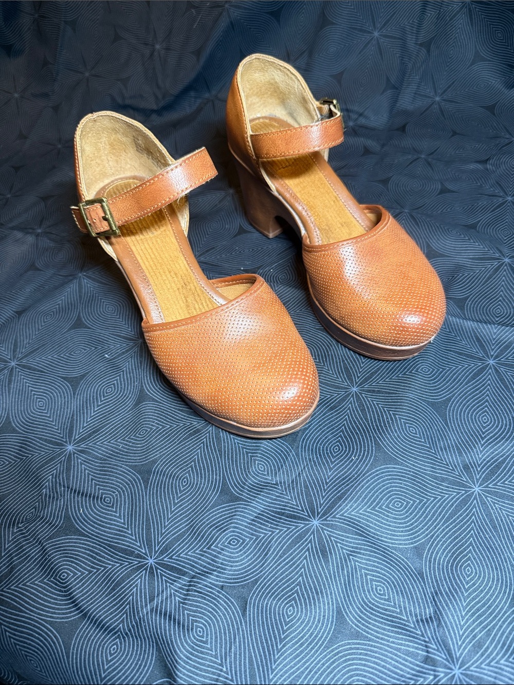 b.o.c. Tan Mary Jane Platform Heels with Ankle Strap